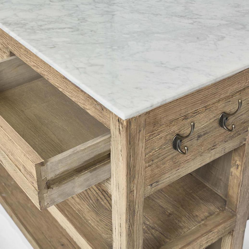 Carter Kitchen Island Natural & White
