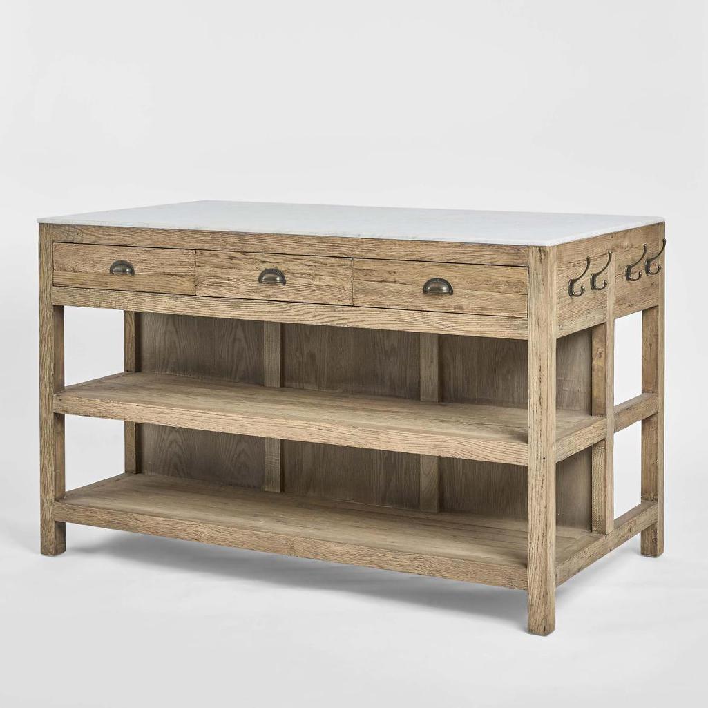 Carter Kitchen Island Natural & White
