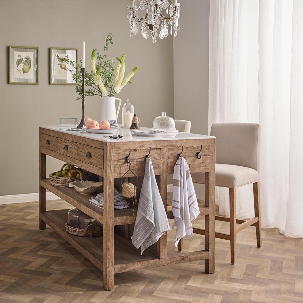 Carter Kitchen Island Natural & White
