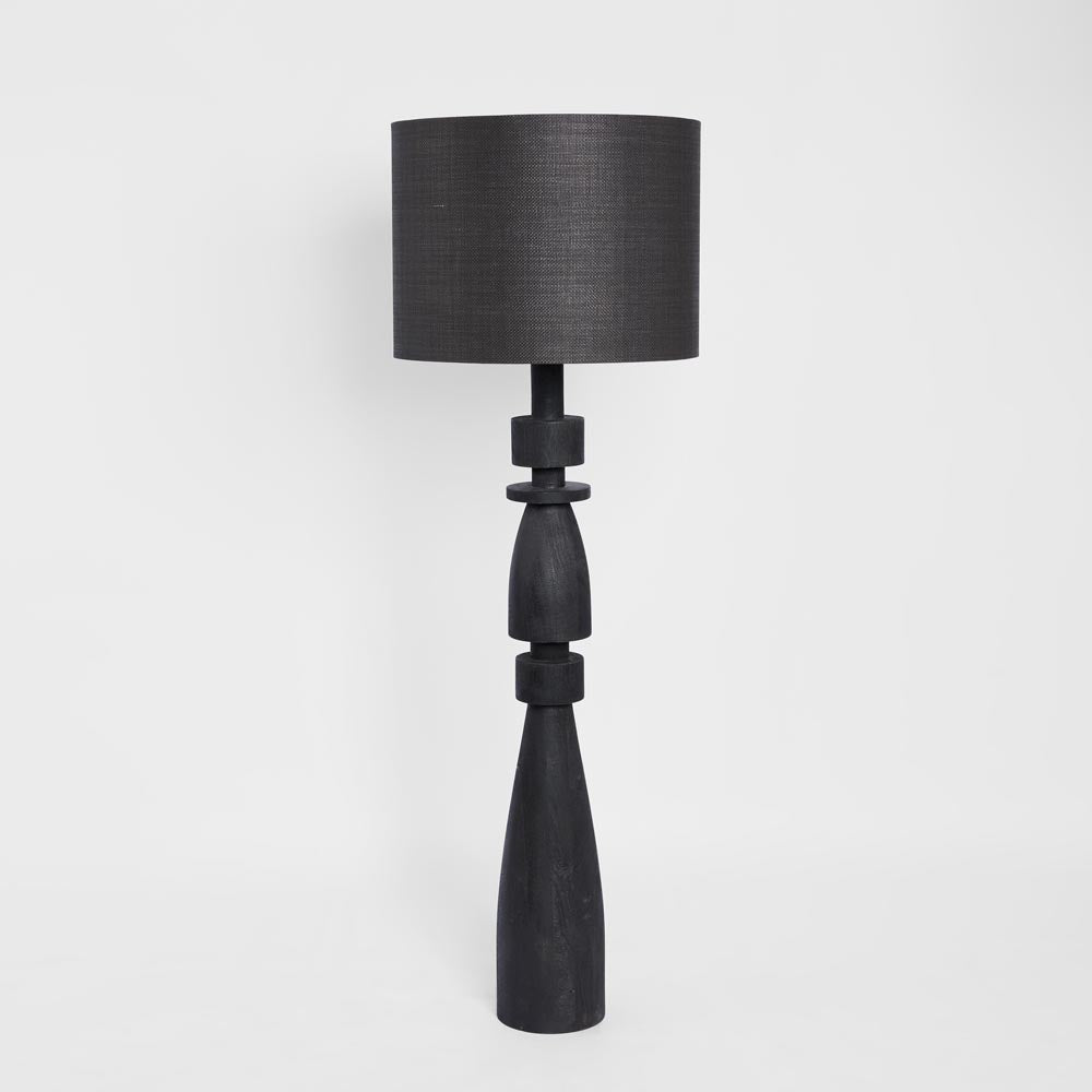 Magnus Wood Floor Lamp Black Base with Black Shade