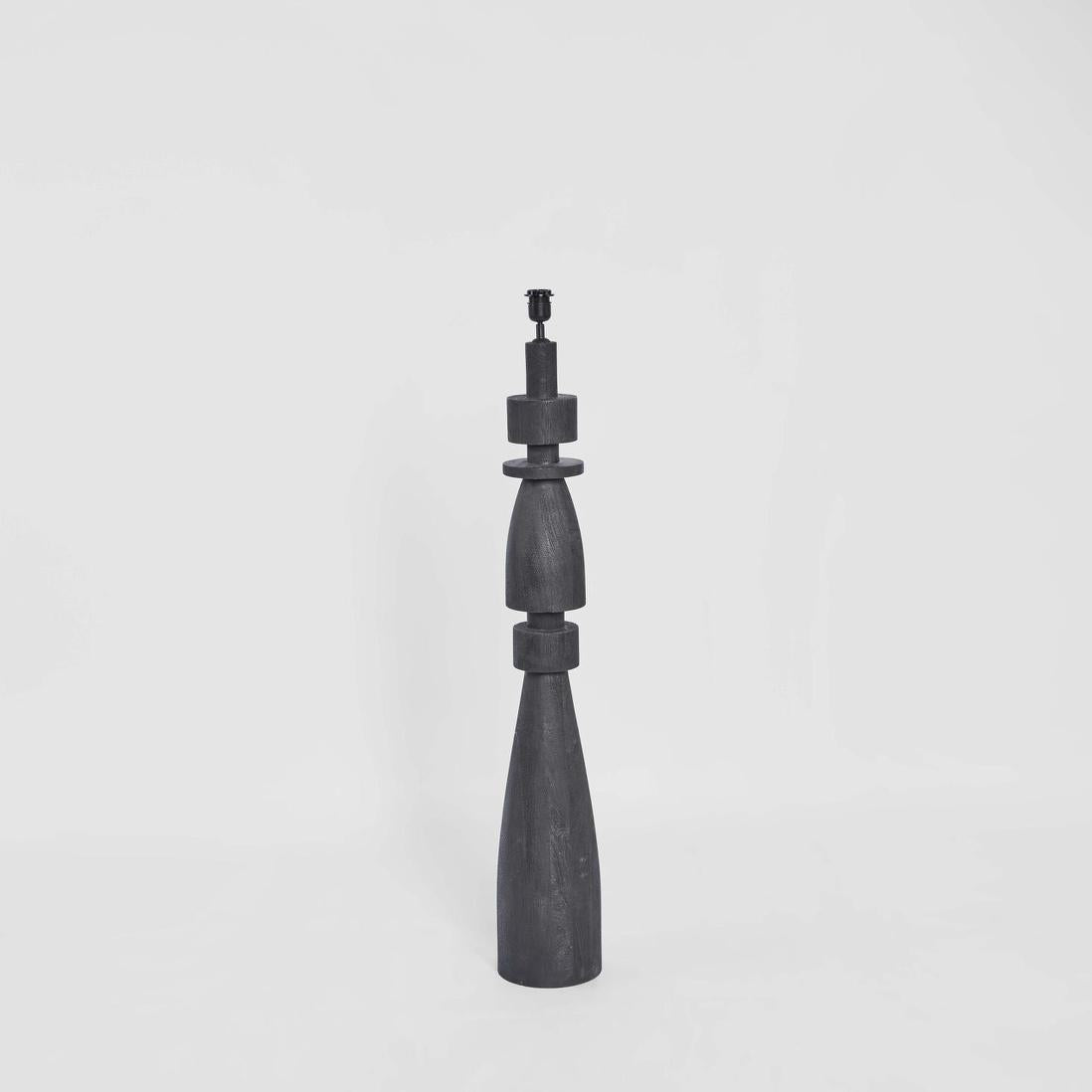 Marlow Wood Floor Lamp Black Base with Black Shade
