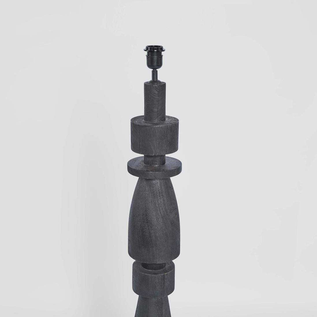 Marlow Wood Floor Lamp Black Base with Black Shade