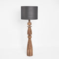 Marlow Wood Floor Lamp Saddle Base with Black Shade