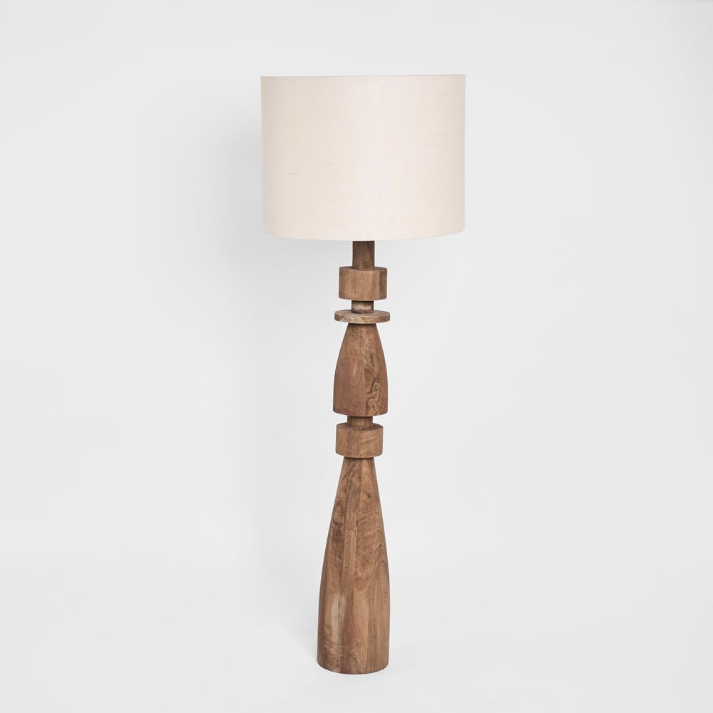 Marlow Wood Floor Lamp Saddle Base with Natural Shade