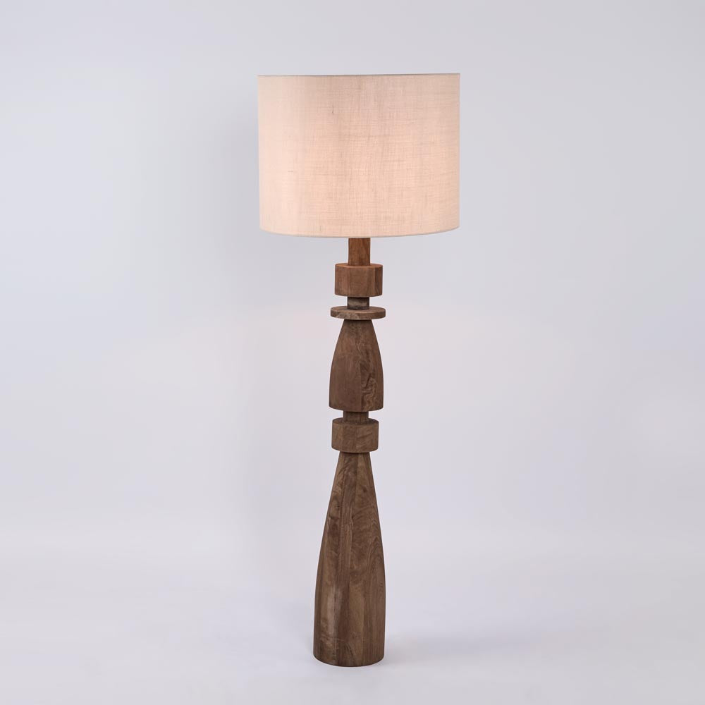 Marlow Wood Floor Lamp Saddle Base with Natural Shade