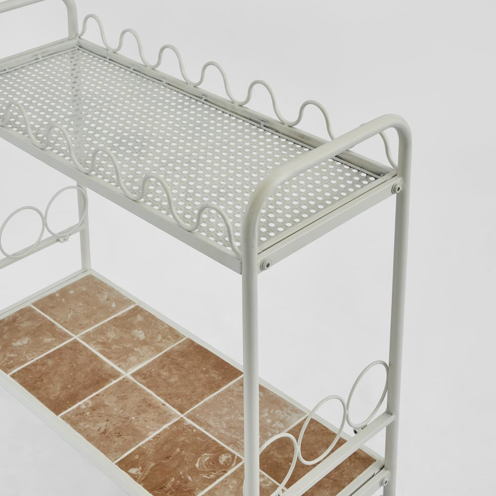 Waverly Bar Cart Outdoor White with tiled shelf