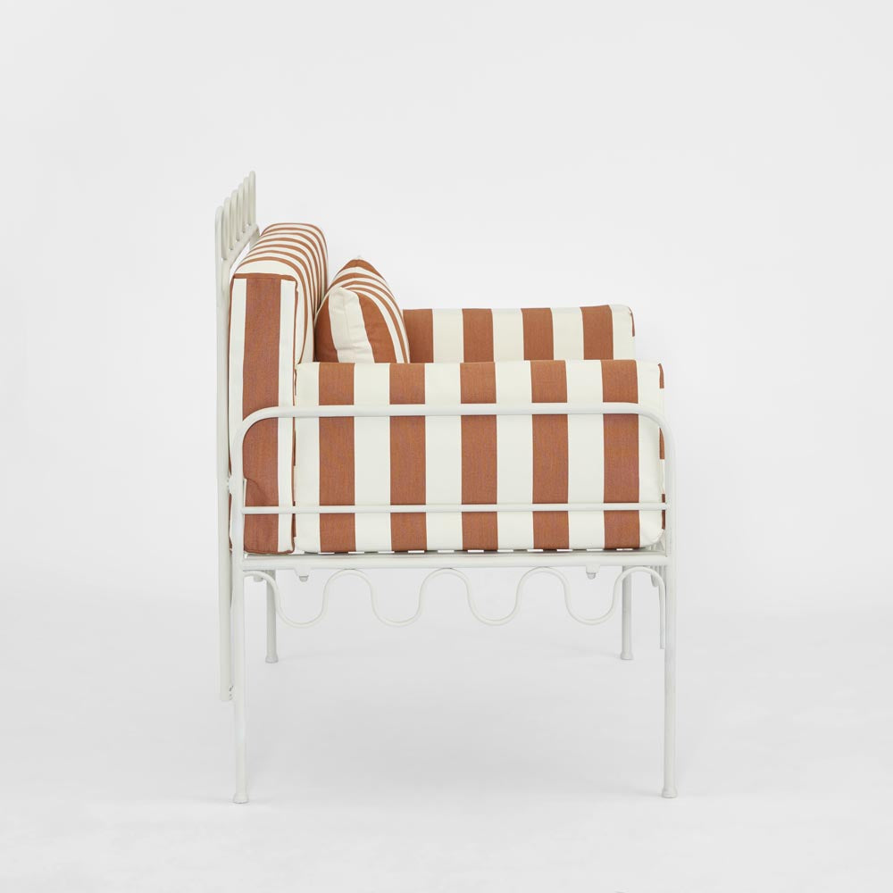 Wavery Arm Chair Outdoor Terracotta/White Stripe Cushions