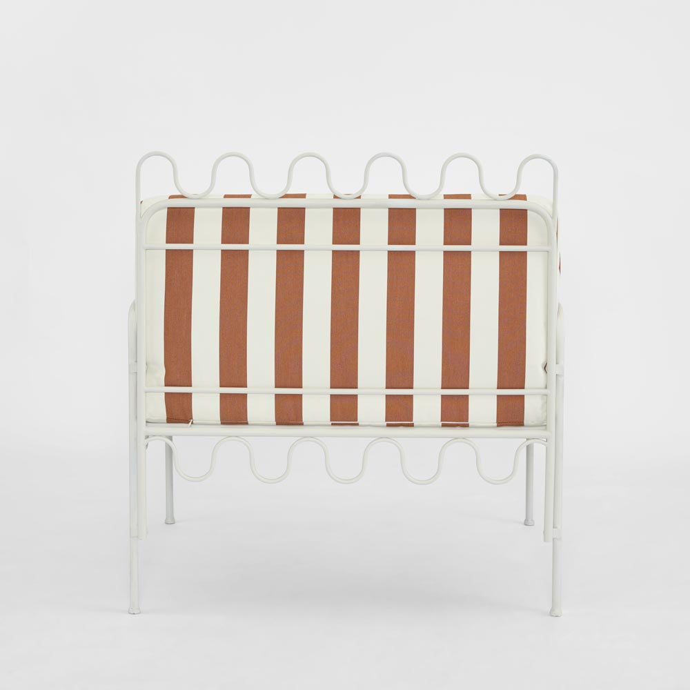 Wavery Arm Chair Outdoor Terracotta/White Stripe Cushions