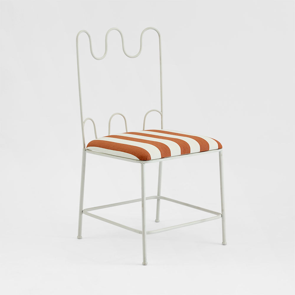 Waverly Dining Chair Outdoor Terracotta/White Stripe Cushion