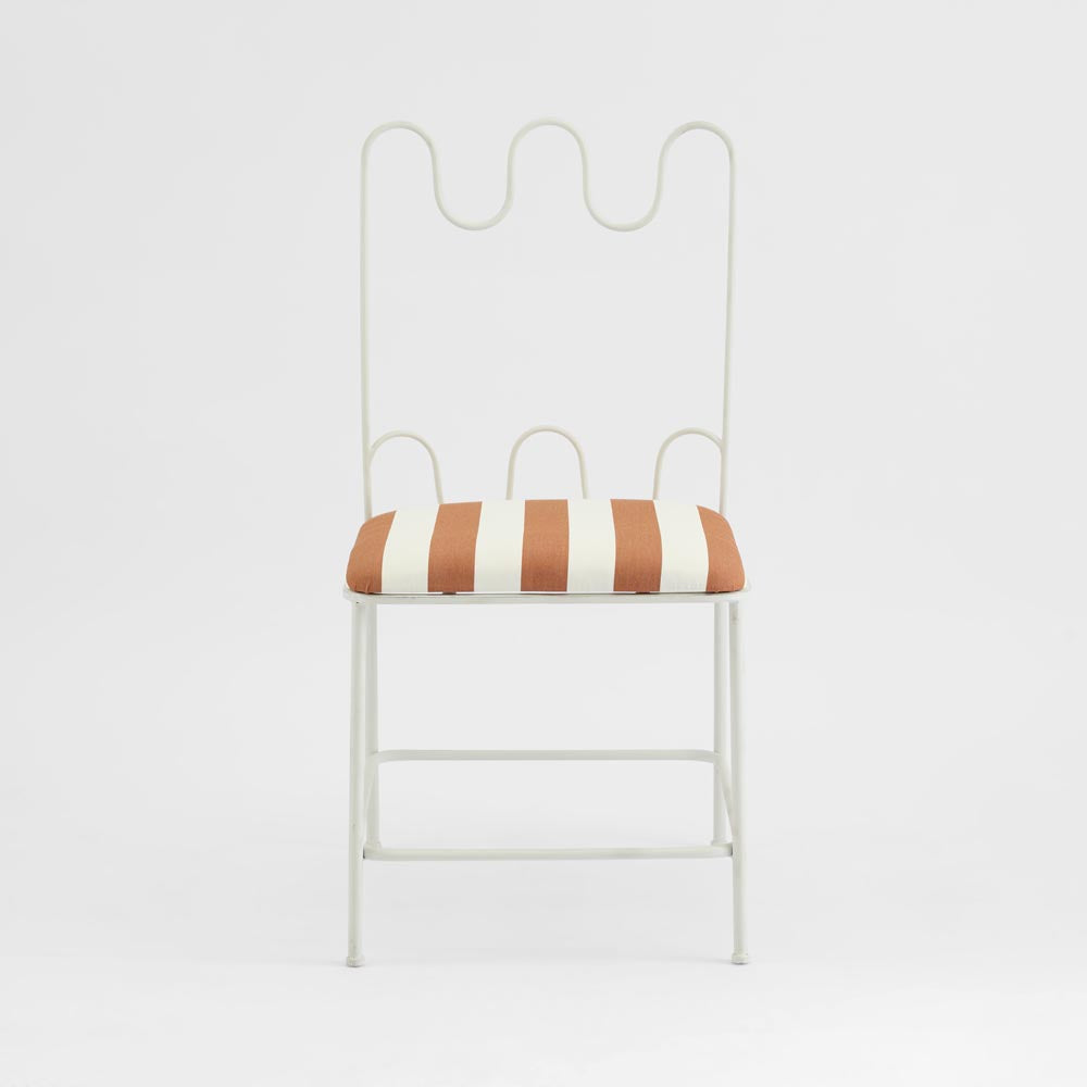 Waverly Dining Chair Outdoor Terracotta/White Stripe Cushion