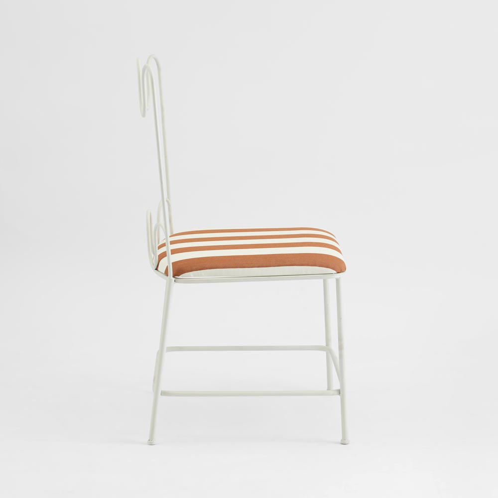 Waverly Dining Chair Outdoor Terracotta/White Stripe Cushion