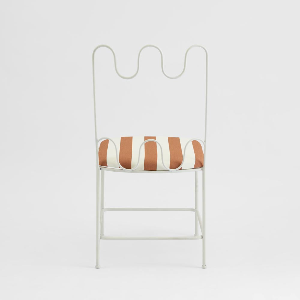 Waverly Dining Chair Outdoor Terracotta/White Stripe Cushion