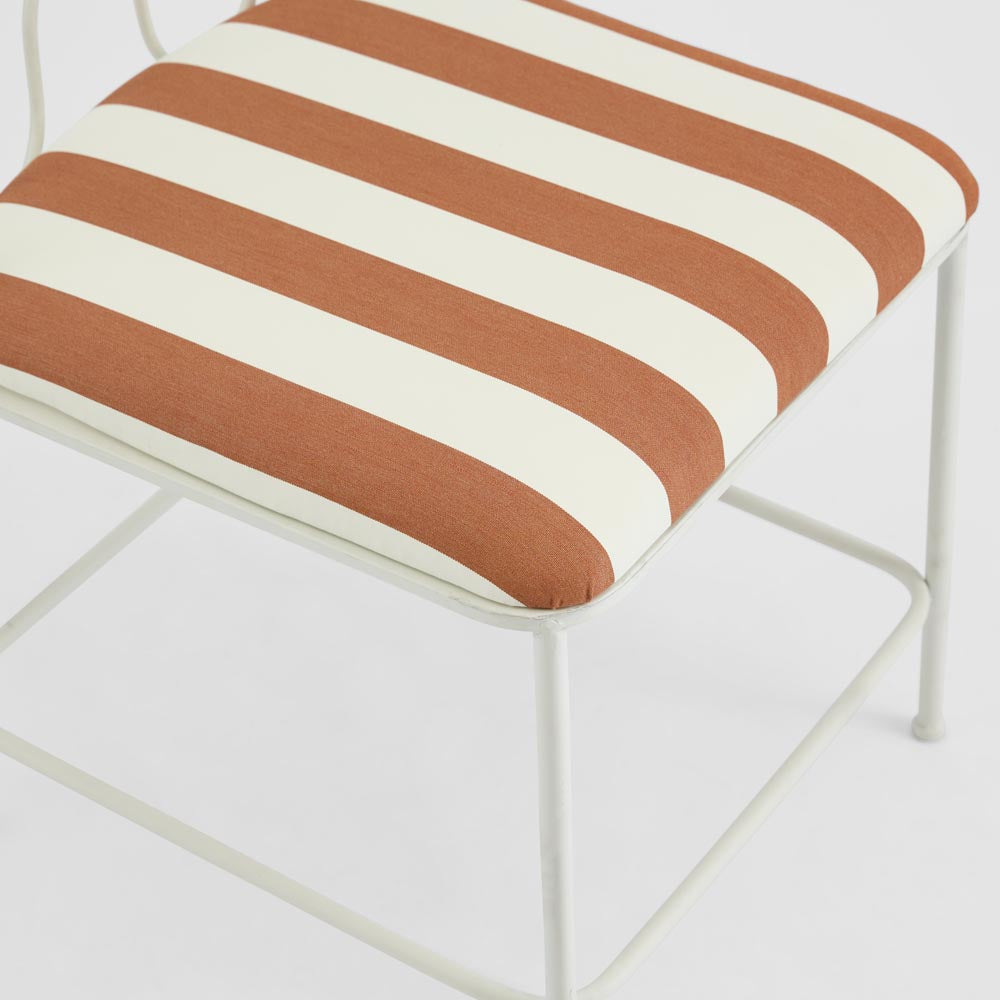 Waverly Dining Chair Outdoor Terracotta/White Stripe Cushion