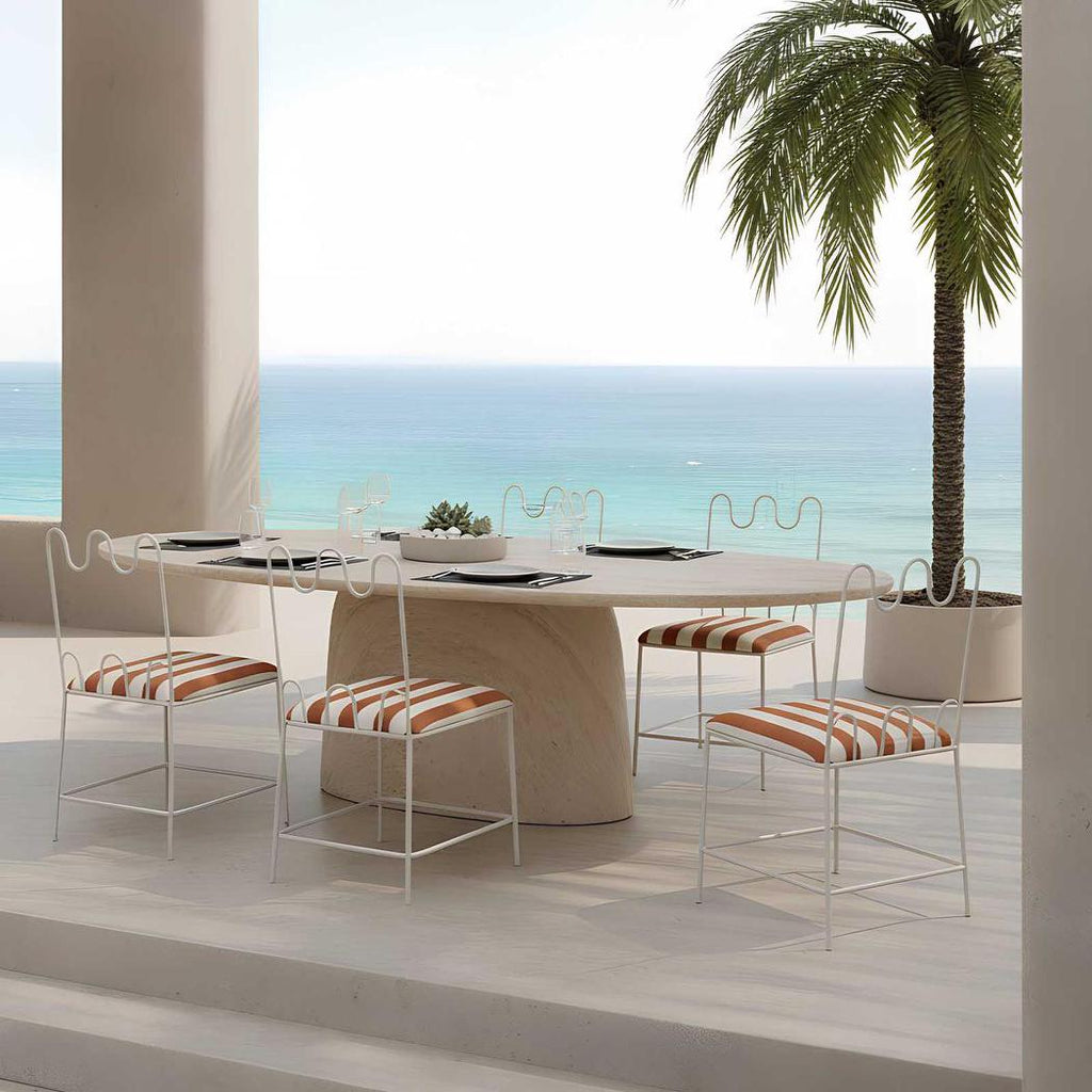 Waverly Dining Chair Outdoor Terracotta/White Stripe Cushion