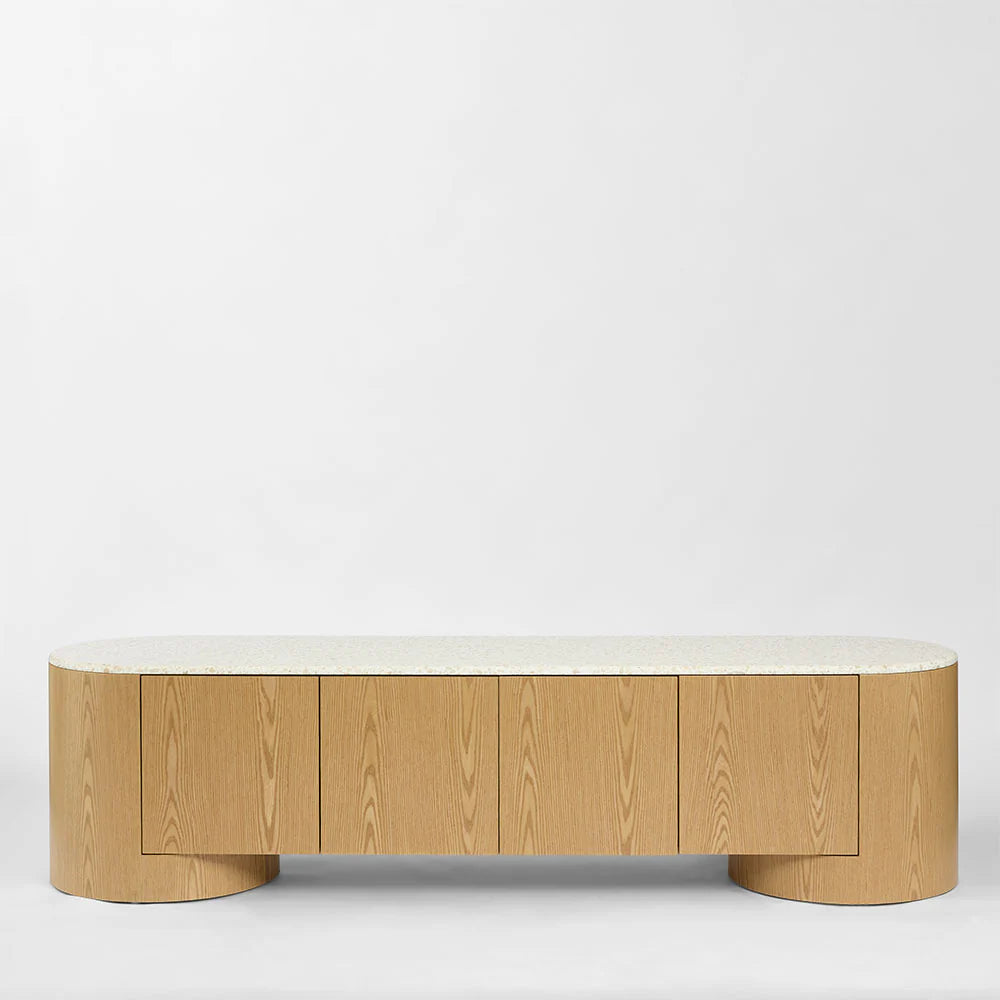 Abbaco Entertainment Unit Light Oak & Terrazzo