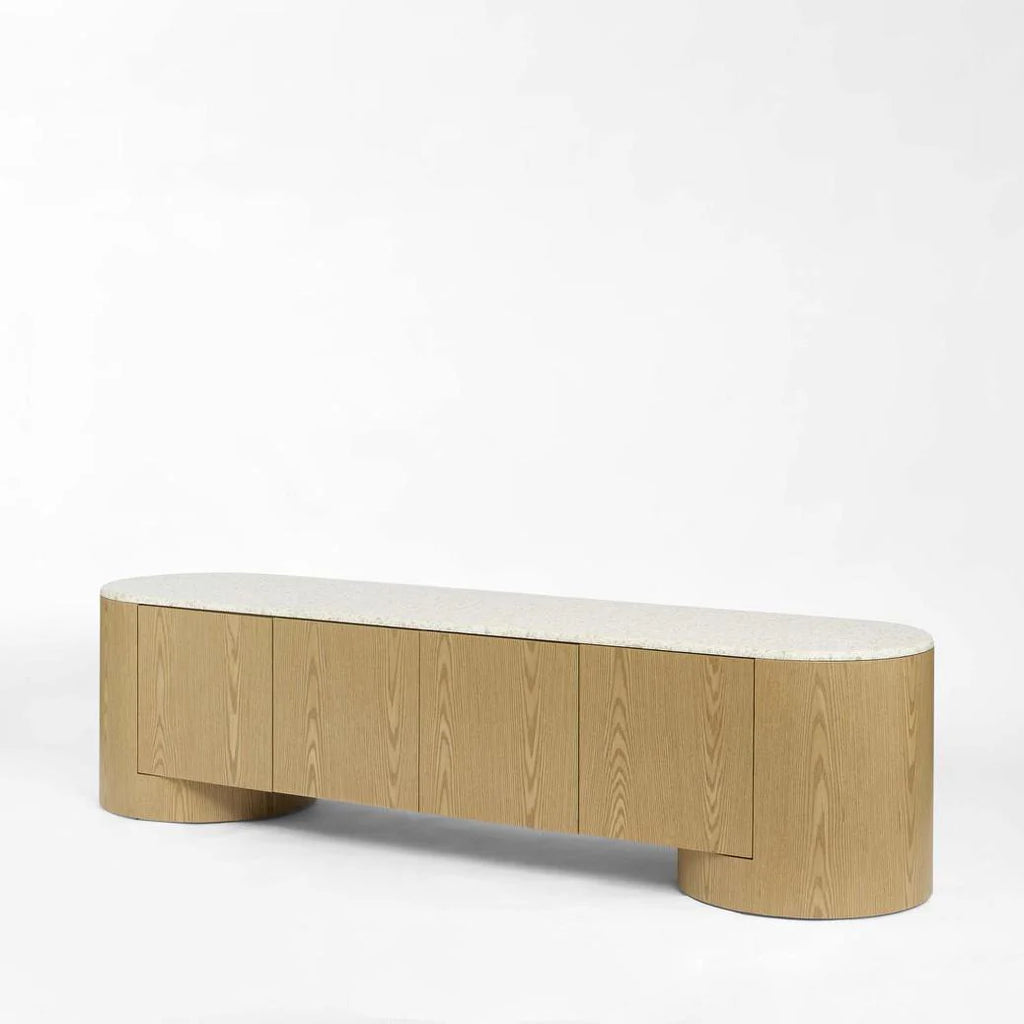 Abbaco Entertainment Unit Light Oak & Terrazzo