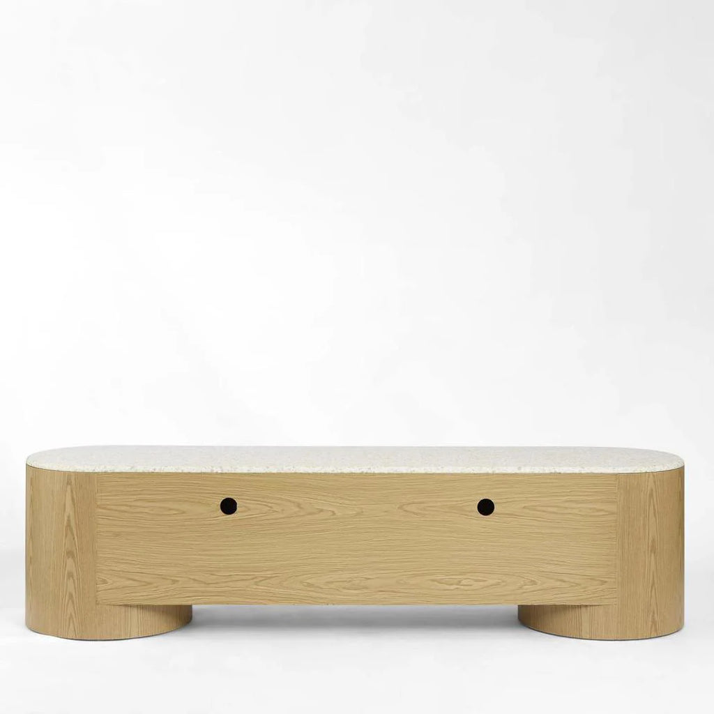 Abbaco Entertainment Unit Light Oak & Terrazzo