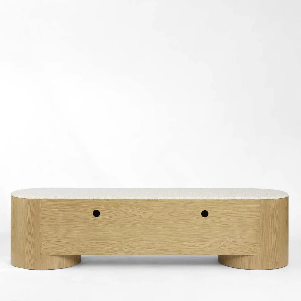 Abbaco Entertainment Unit Light Oak & Terrazzo