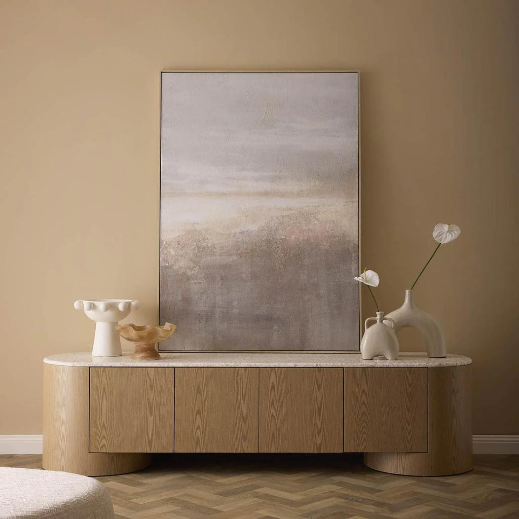 Abbaco Entertainment Unit Light Oak & Terrazzo