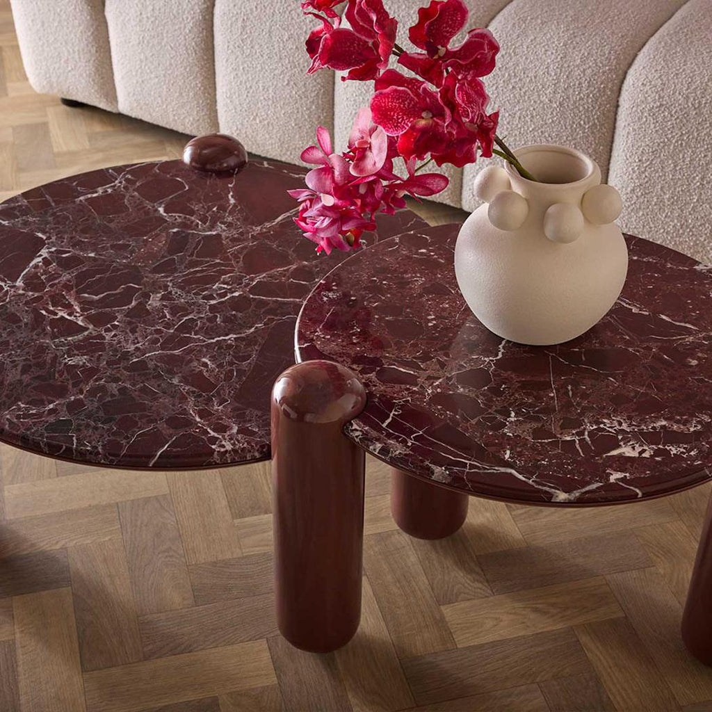 Nyla Coffee Table Large Matt Red Vein Marble/High Gloss