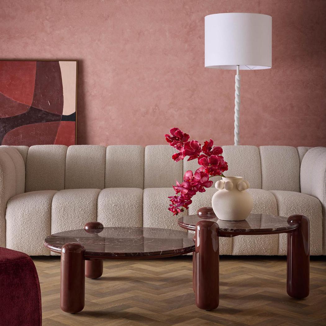 Nyla Coffee Table Large Matt Red Vein Marble/High Gloss