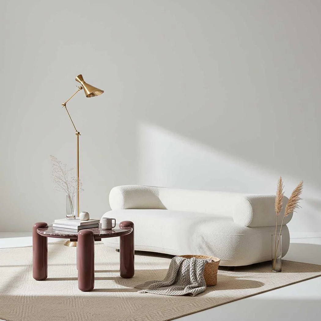 Nyla Coffee Table Small Matt Red Vein Marble/High Gloss