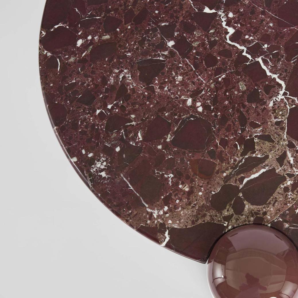 Nyla Coffee Table Small Matt Red Vein Marble/High Gloss