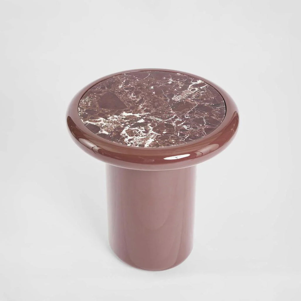 Nyla Side Table Matt Red Vein Marble/High Gloss