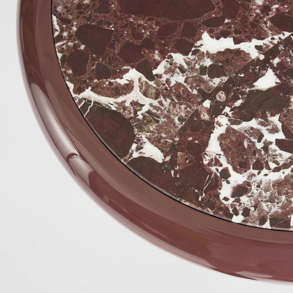 Nyla Side Table Matt Red Vein Marble/High Gloss