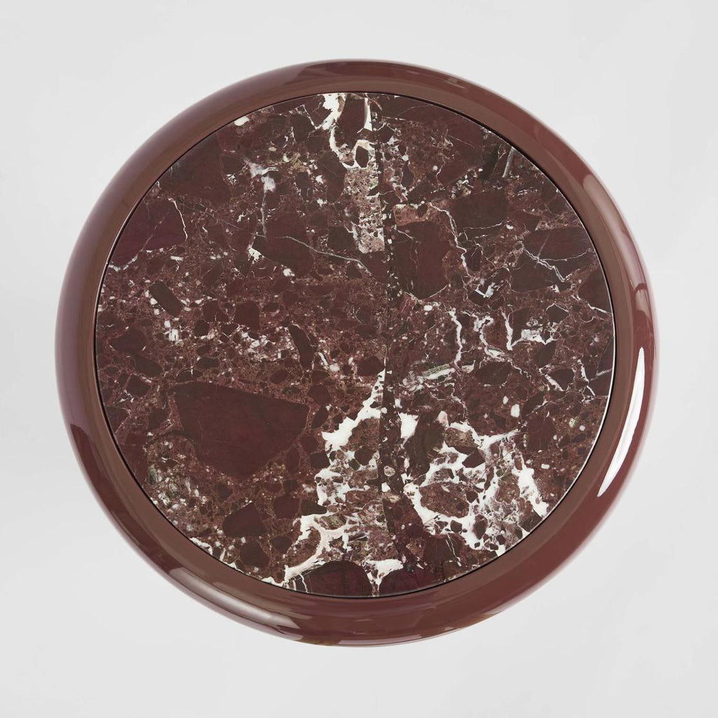 Nyla Side Table Matt Red Vein Marble/High Gloss