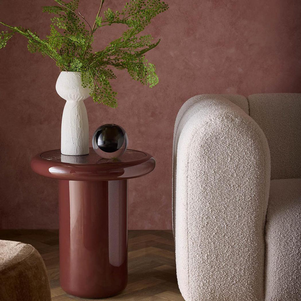 Nyla Side Table Matt Red Vein Marble/High Gloss