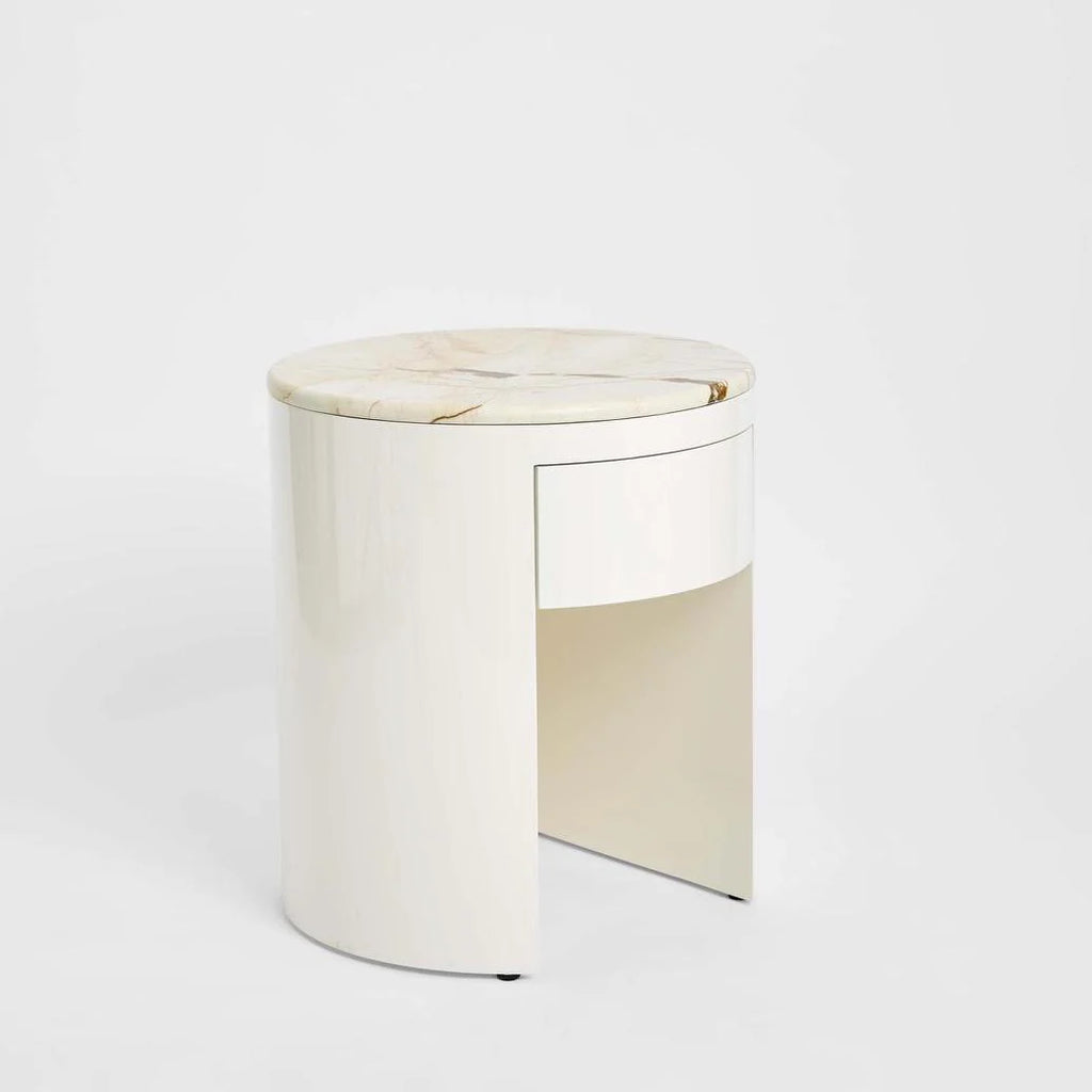Sadie Bedside Matt Brown Vein Marble/High Gloss