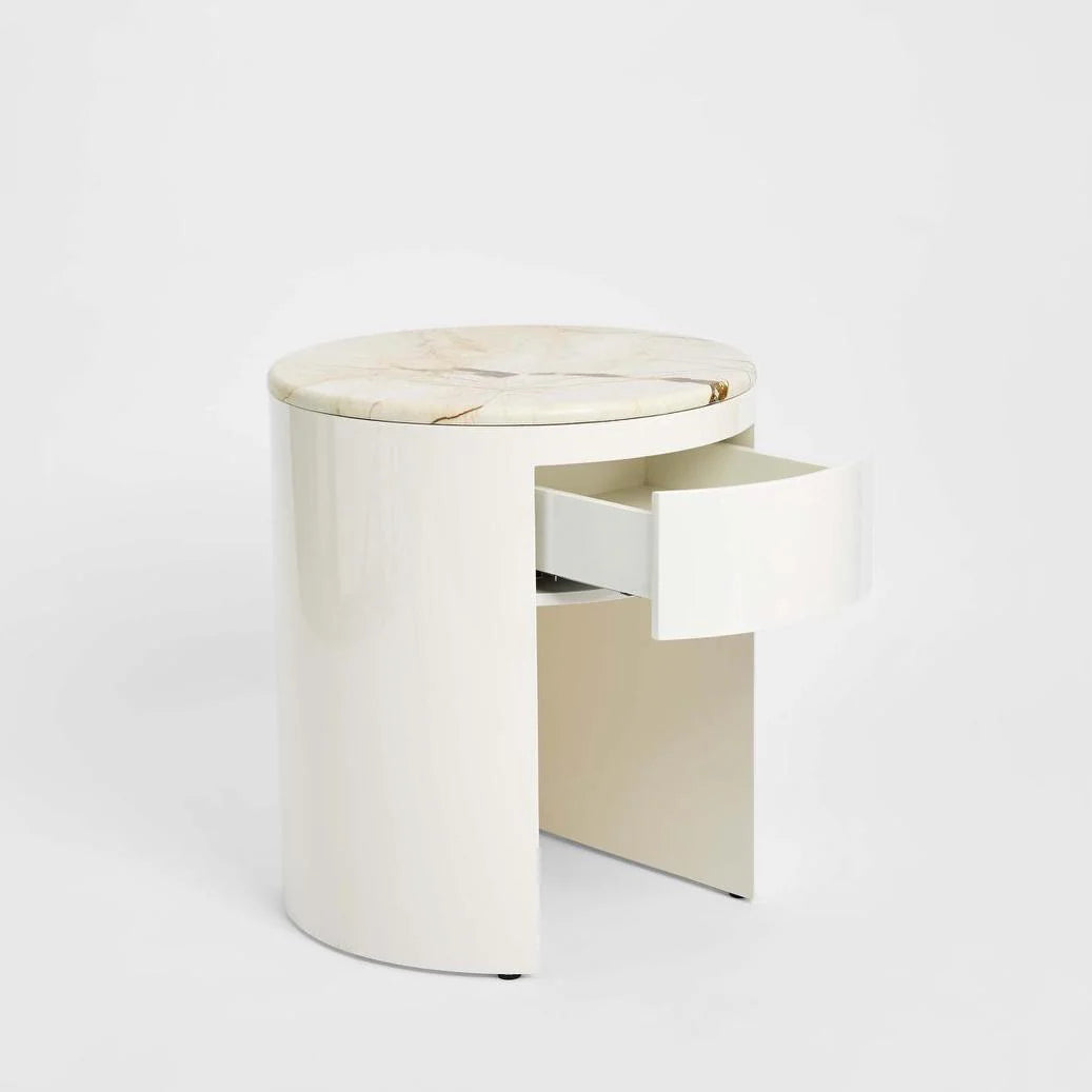 Sadie Bedside Matt Brown Vein Marble/High Gloss