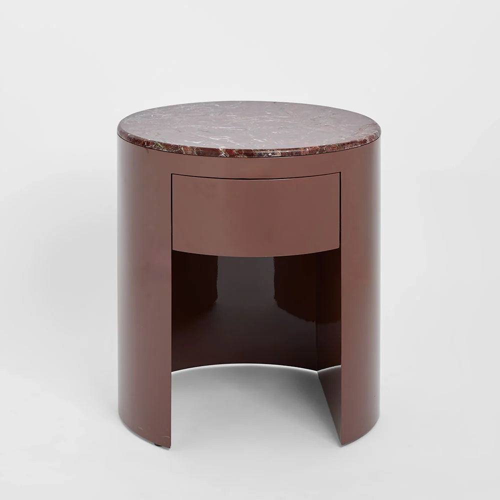 Nyla Bedside Matt Red Vein Marble/High Gloss