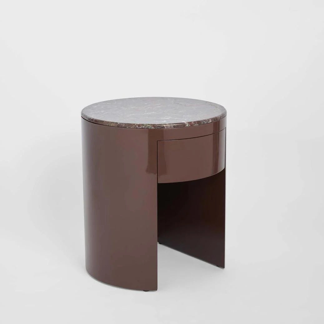 Nyla Bedside Matt Red Vein Marble/High Gloss