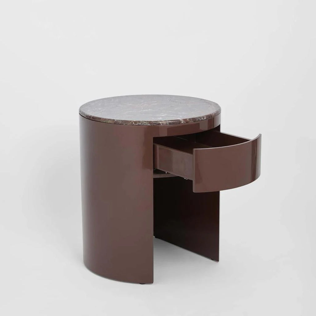 Nyla Bedside Matt Red Vein Marble/High Gloss