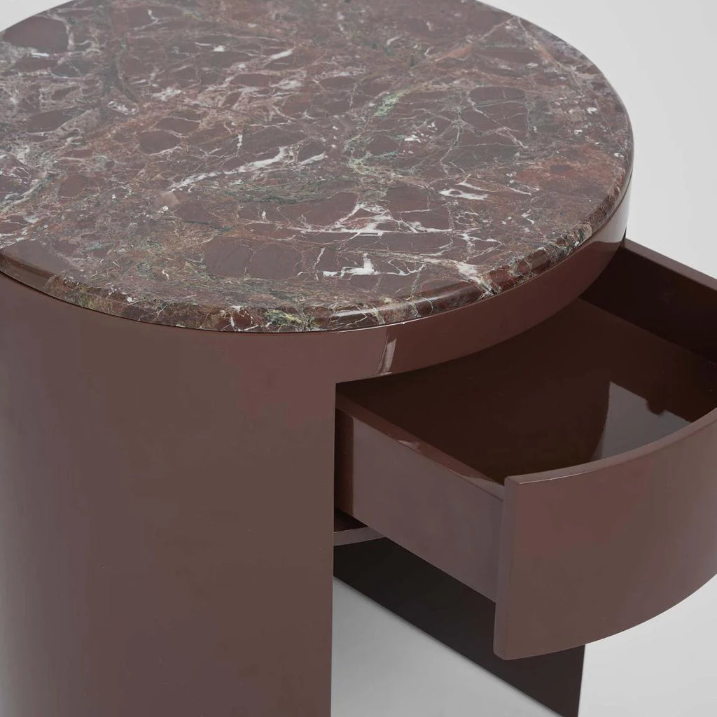 Nyla Bedside Matt Red Vein Marble/High Gloss