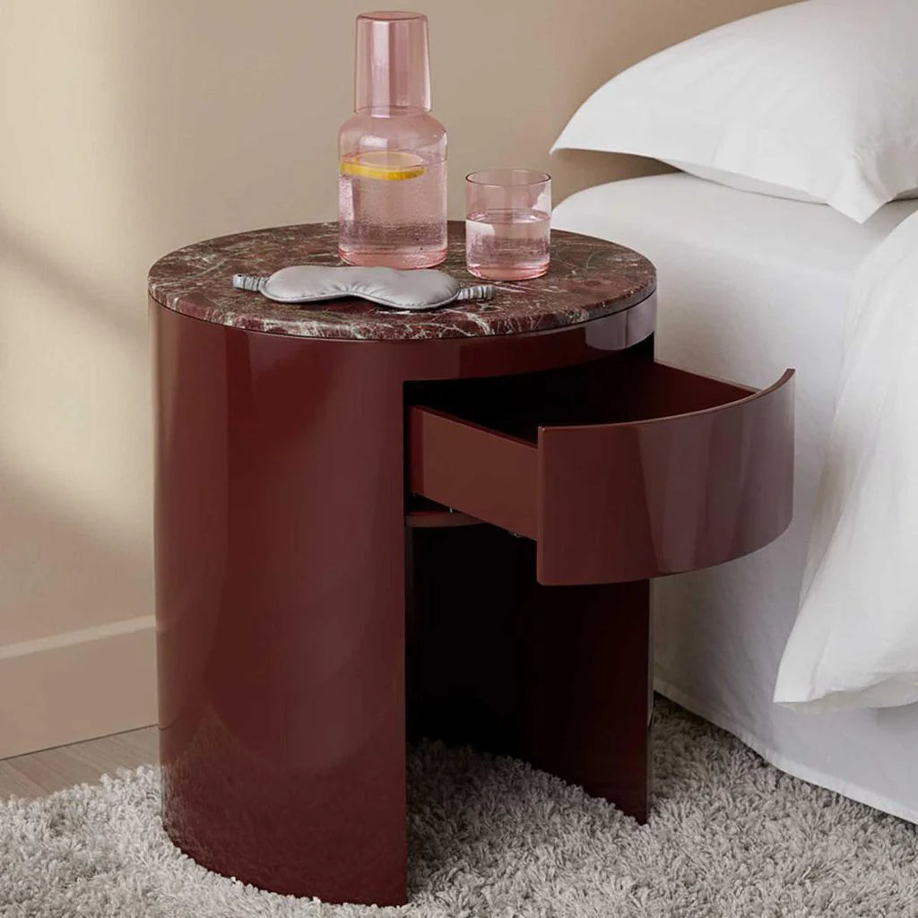 Nyla Bedside Matt Red Vein Marble/High Gloss