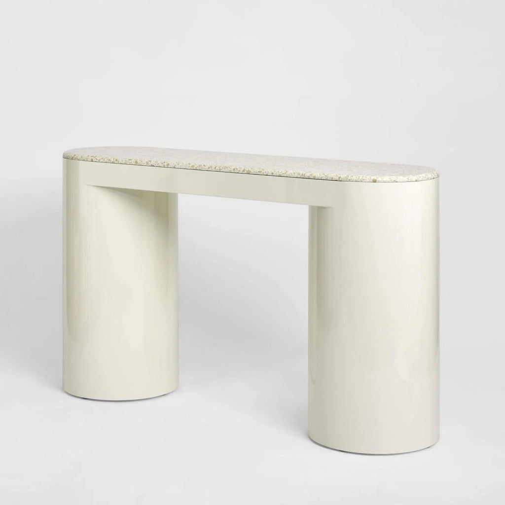 Sadia Console - Terrazzo Stone/High Gloss