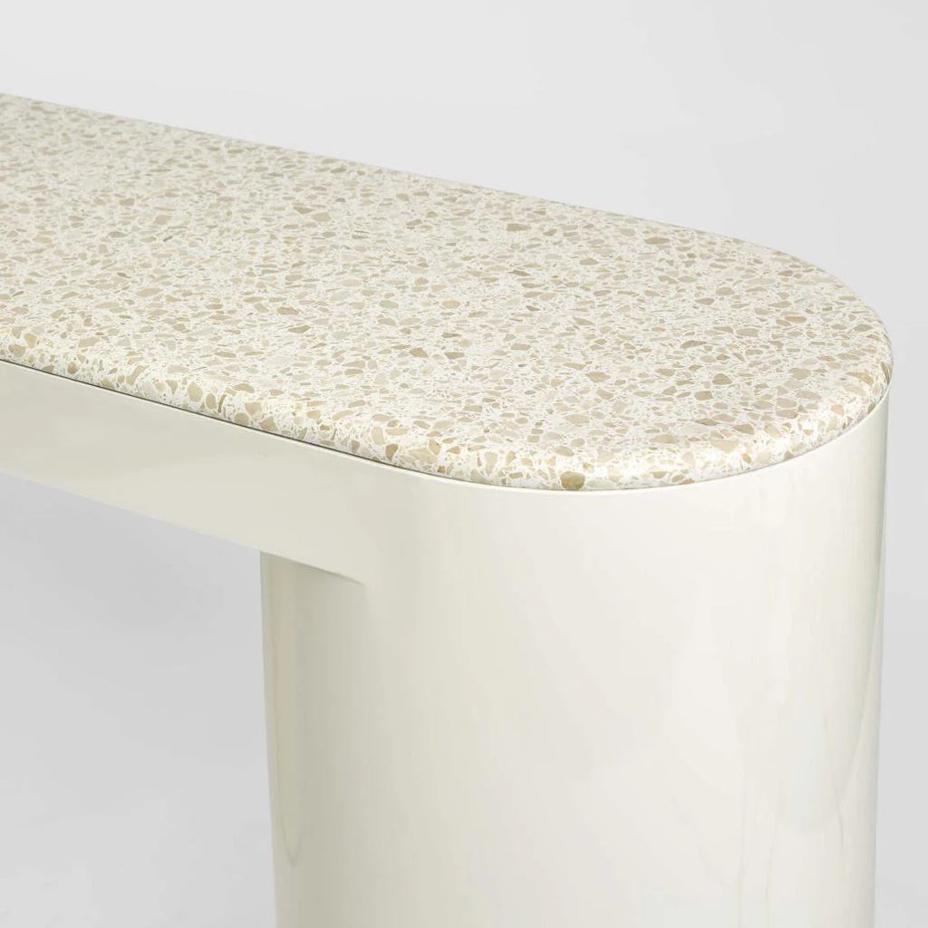 Sadia Console - Terrazzo Stone/High Gloss