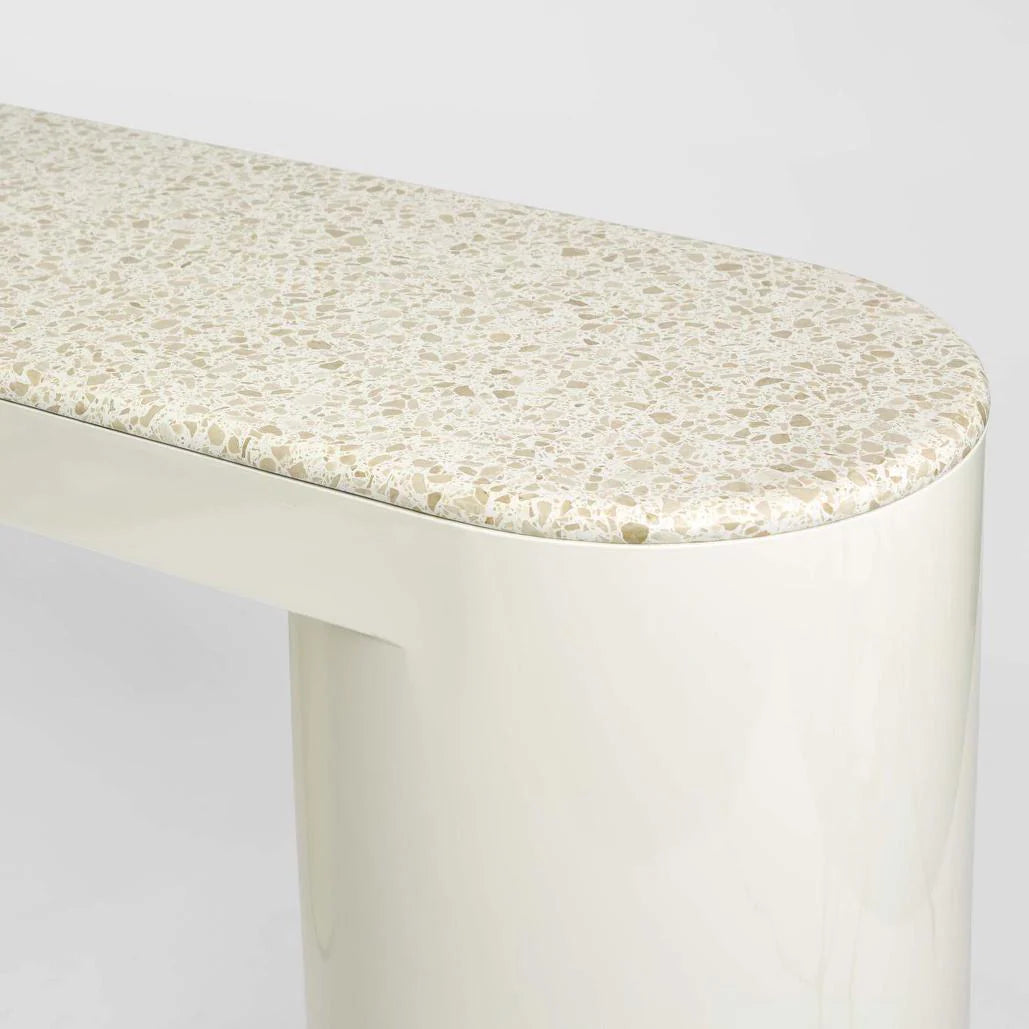 Sadia Console - Terrazzo Stone/High Gloss