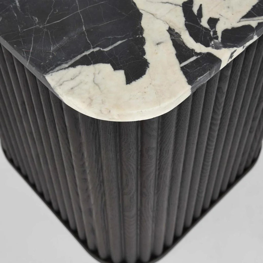 Nixon Marble & Black Oak Side Table