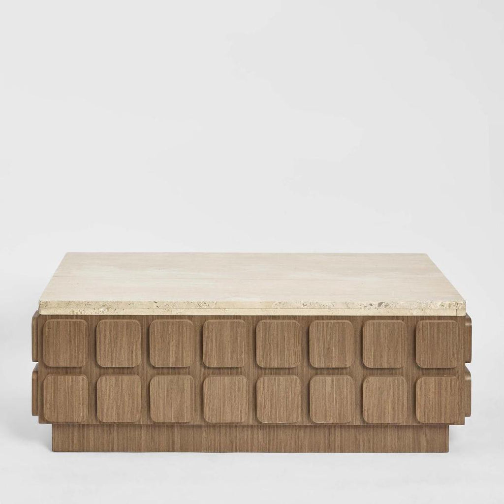 Palma Travertine & Walnut Coffee Table