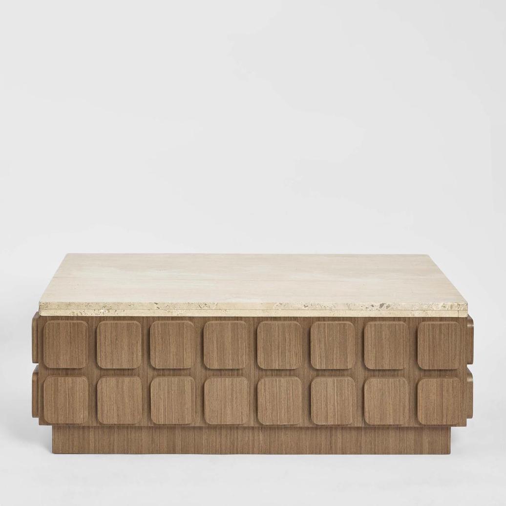 Palma Travertine & Walnut Coffee Table