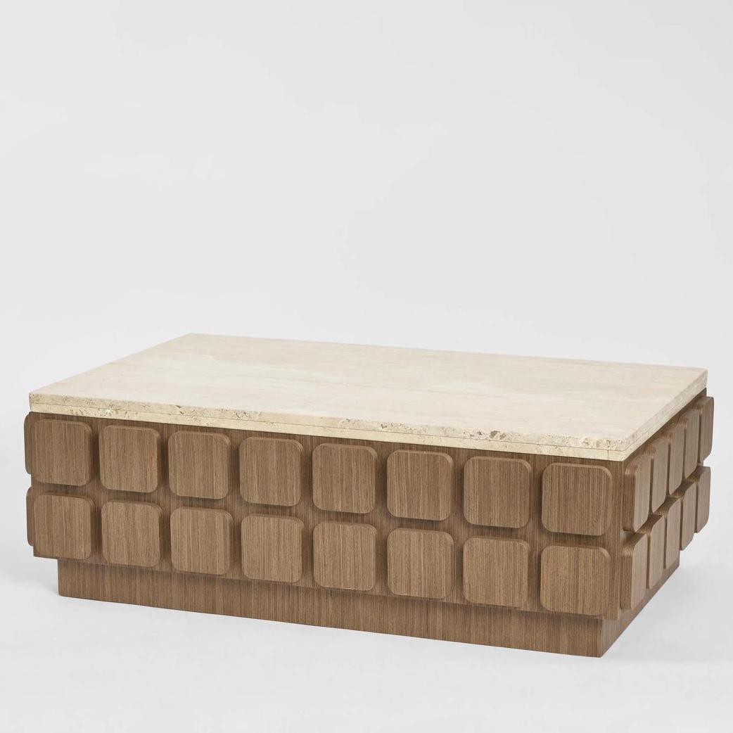Palma Travertine & Walnut Coffee Table