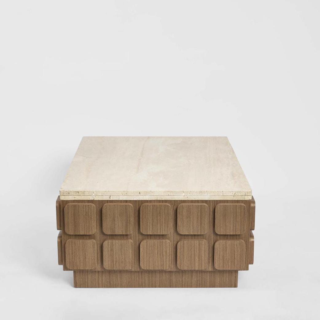 Palma Travertine & Walnut Coffee Table