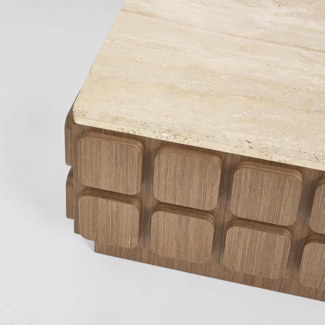 Palma Travertine & Walnut Coffee Table