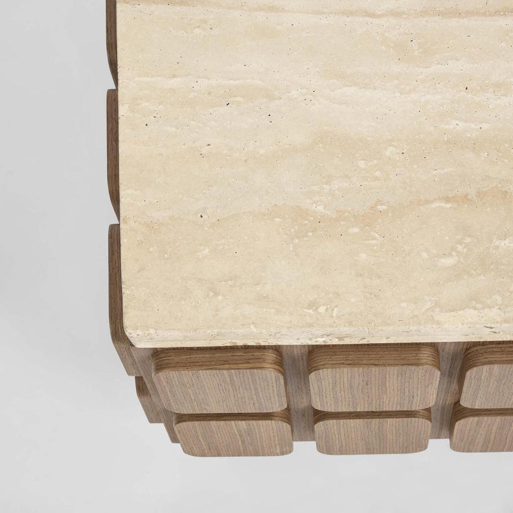 Palma Travertine & Walnut Coffee Table