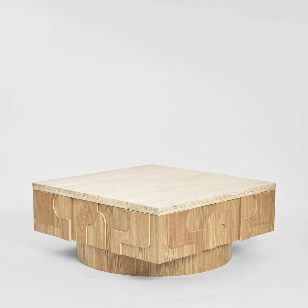 Seda Coffee Table Travertine & Oak