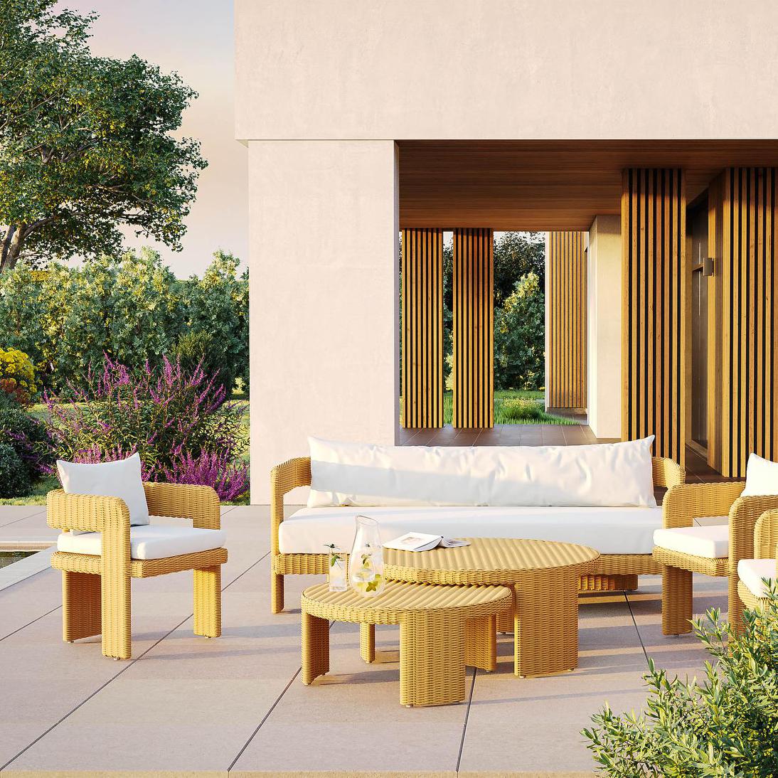 Kairo Outdoor Round Coffee Table Nest of 2 Natural